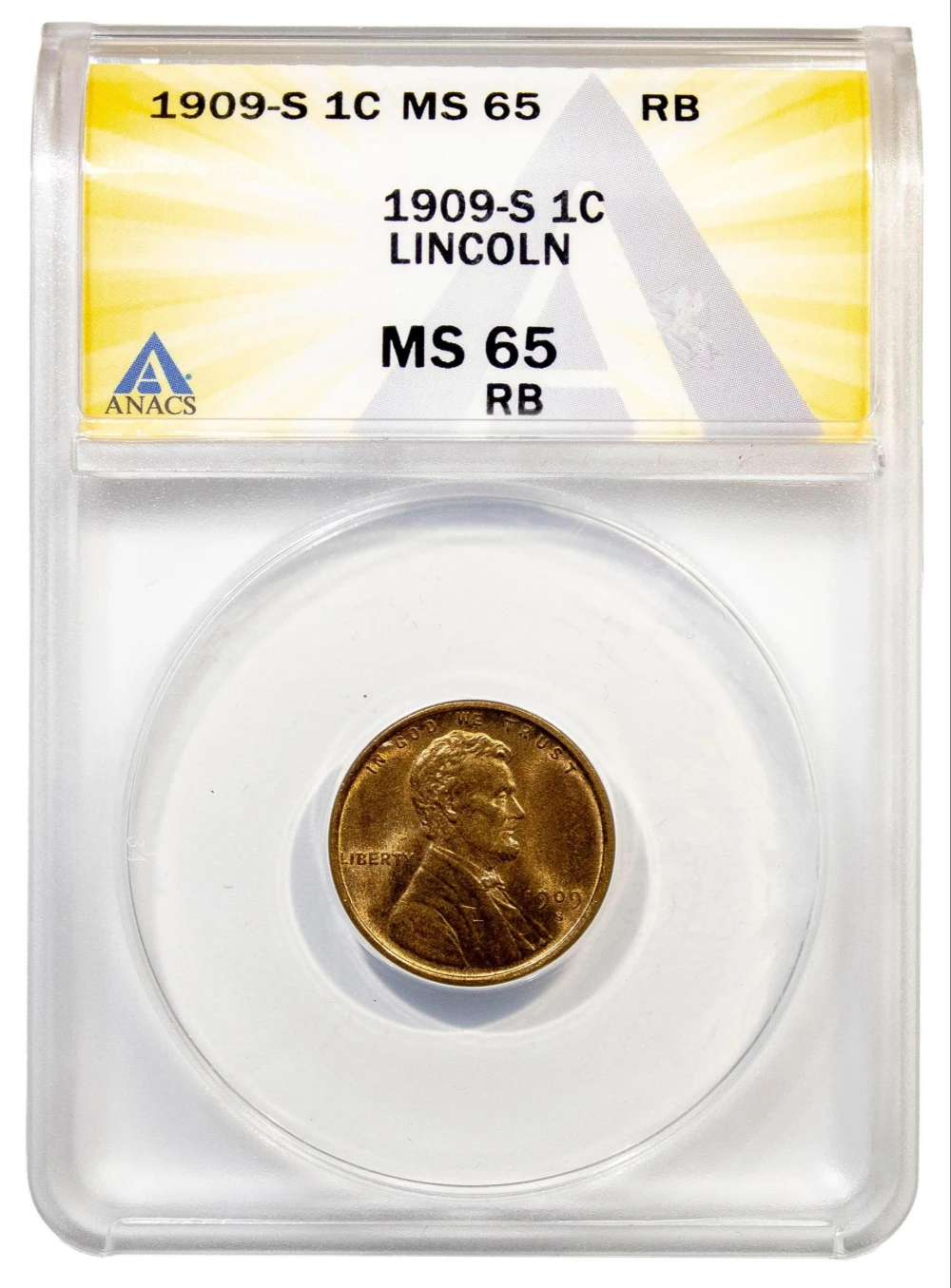 ANACS MS-65 RB 1909-S Lincoln Cent