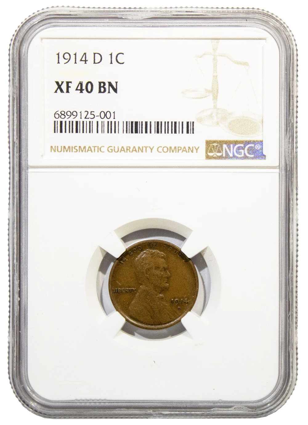NGC EF-40 1914-D Cent