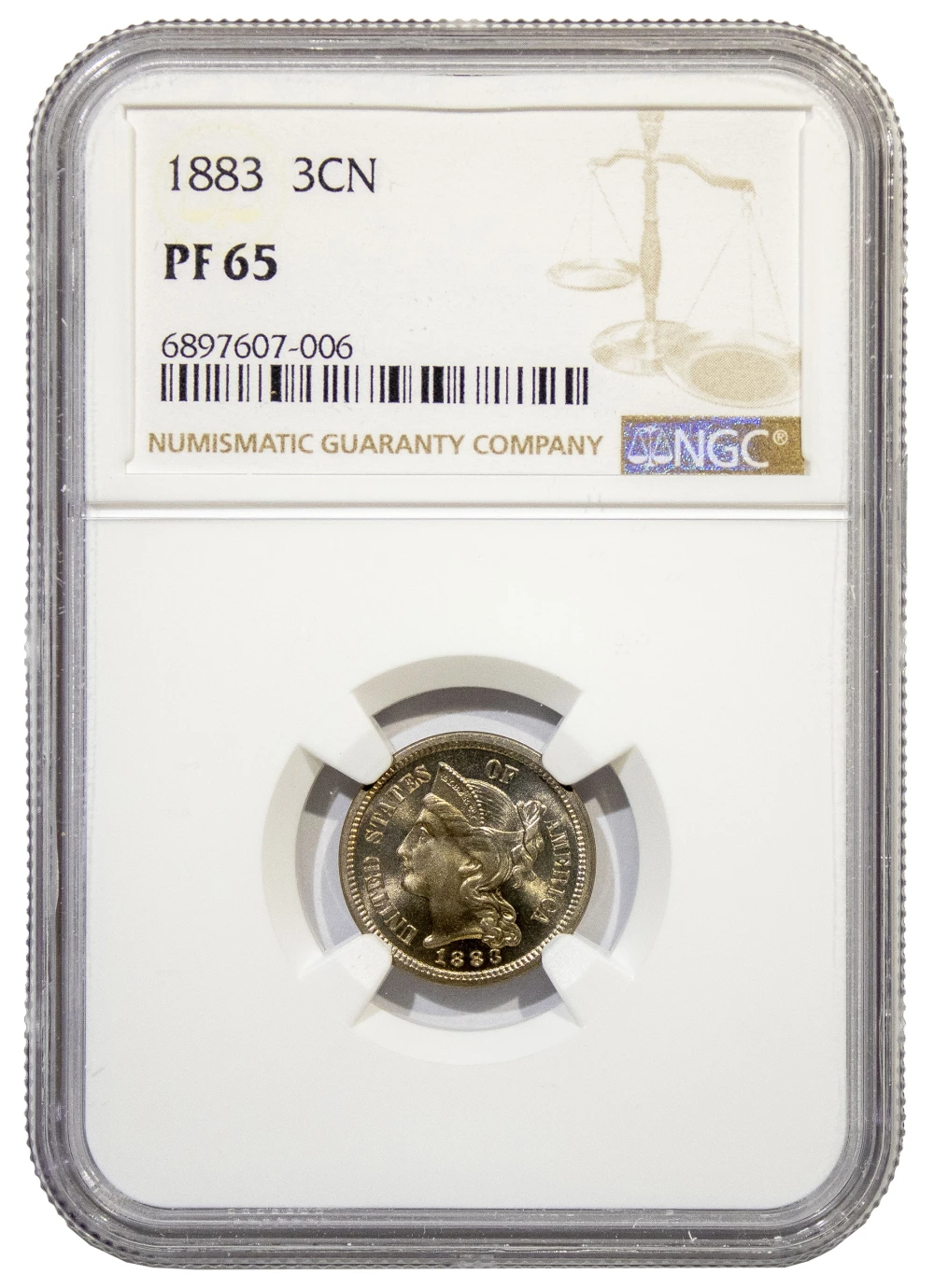 NGC Proof-65 1883 Nickel Three-Cents
