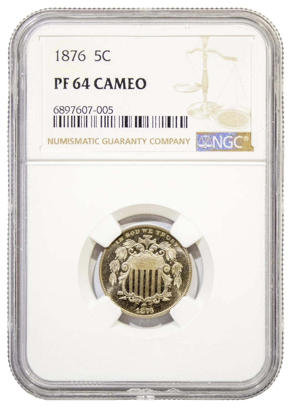 NGC Proof-64 Cameo 1876 Nickel