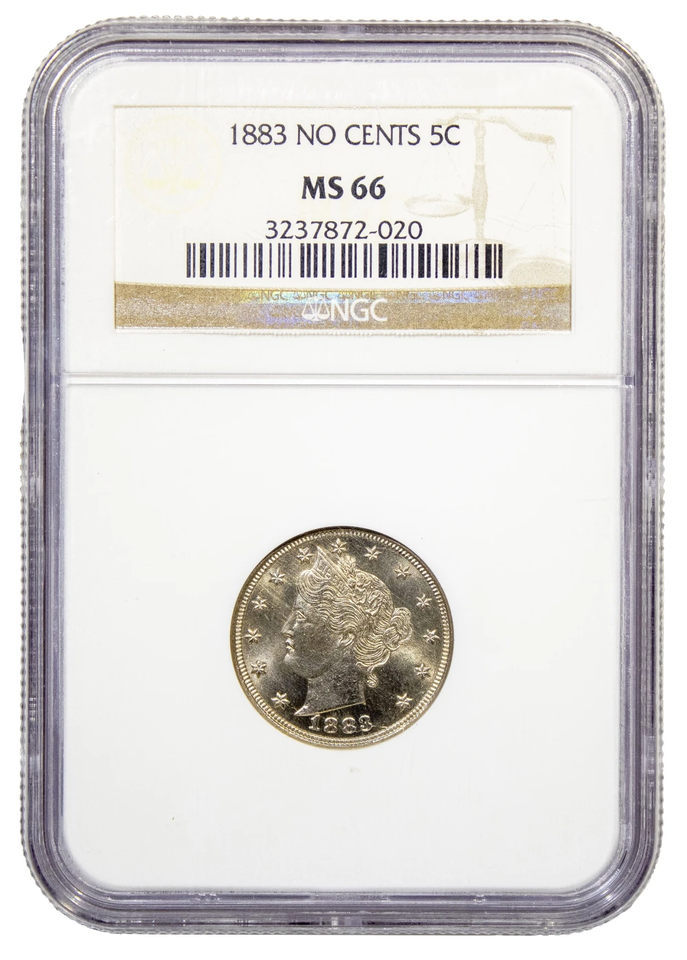 NGC MS-66 1883 No CENTS Liberty Nickel