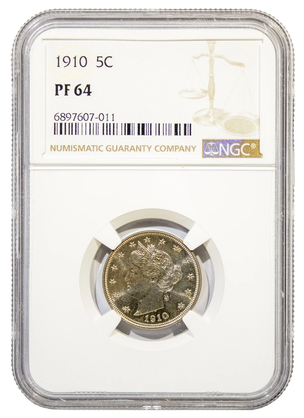 NGC Proof-64 1910 Nickel