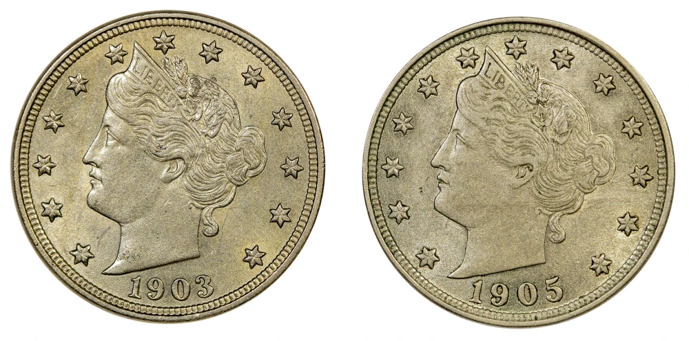AU Liberty Nickel Pair