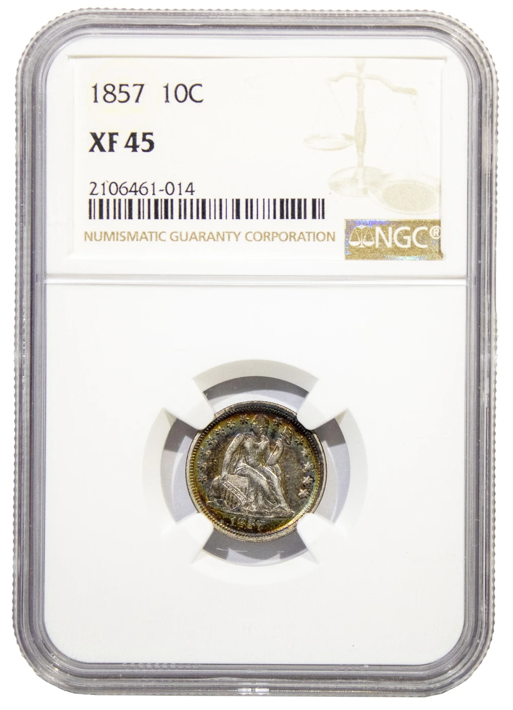 NGC EF-45 1857 Dime