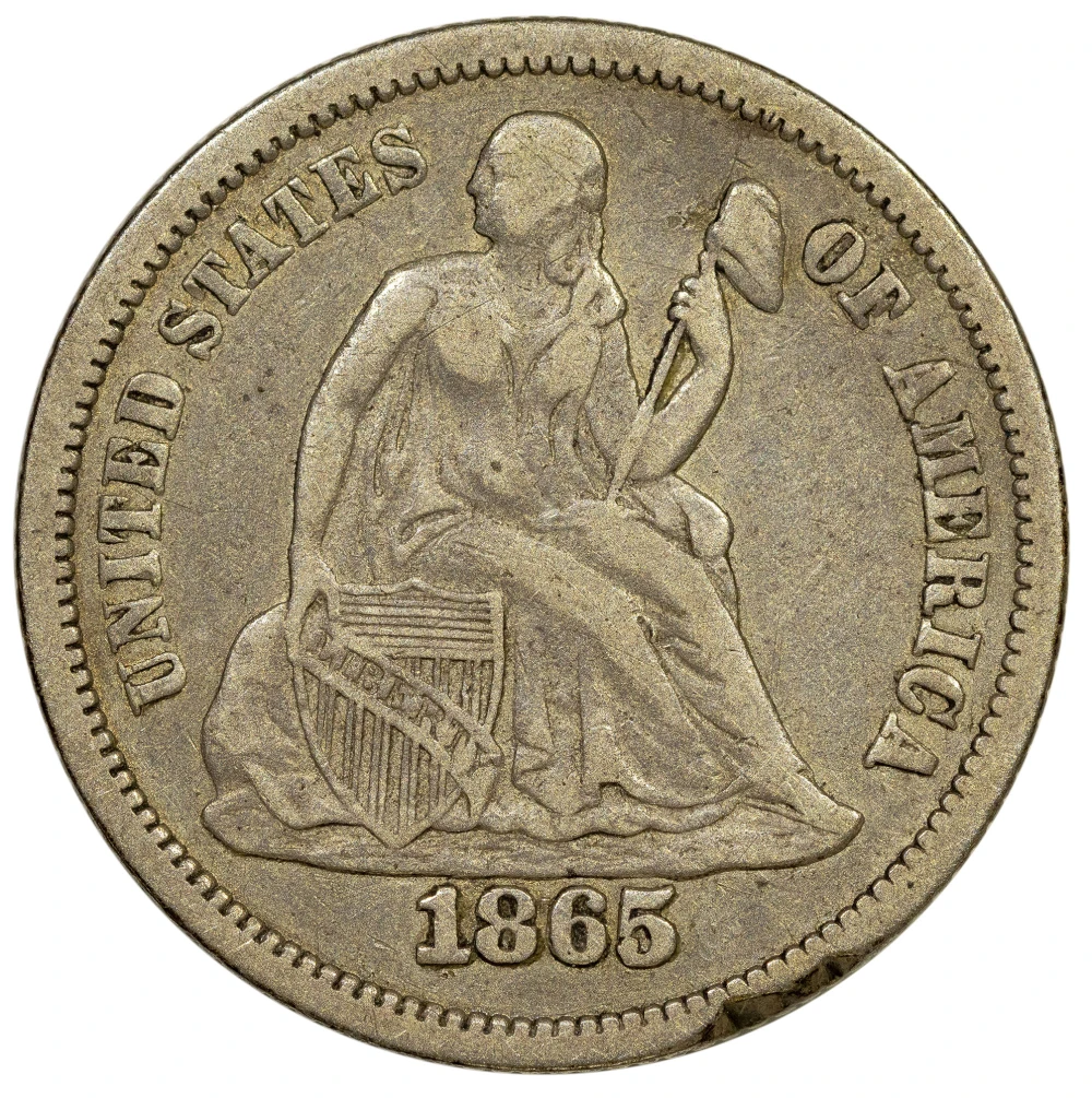 VF-25 Details 1865 Dime Scarcity