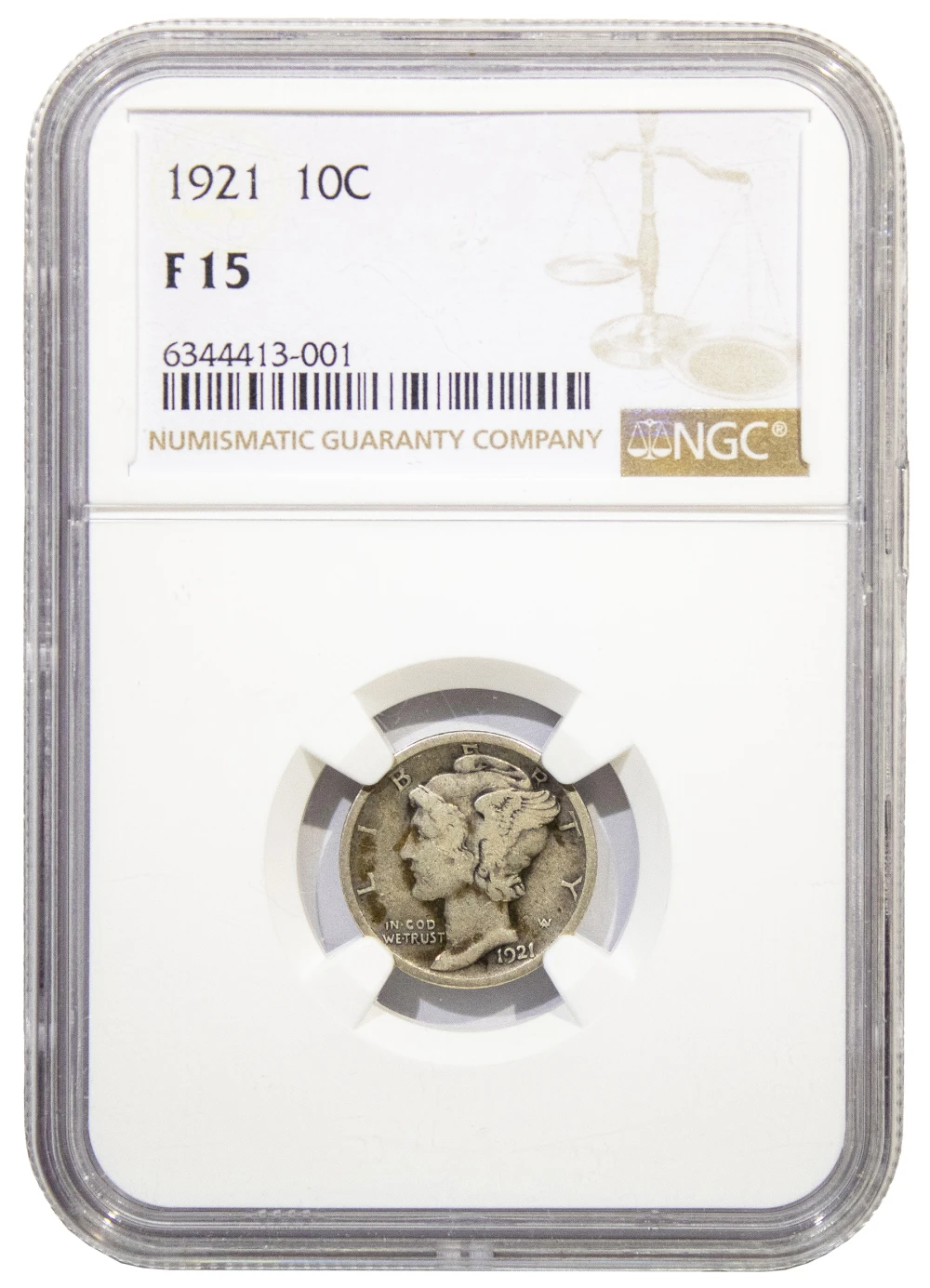 NGC Fine-15 1921 Dime