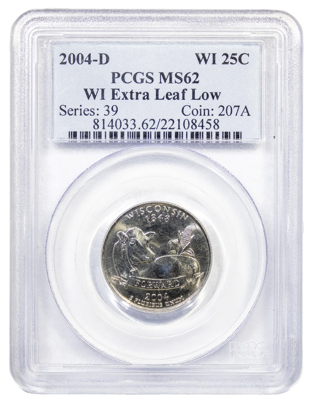 PCGS MS-62 2004-D Wisconsin Quarter Variety