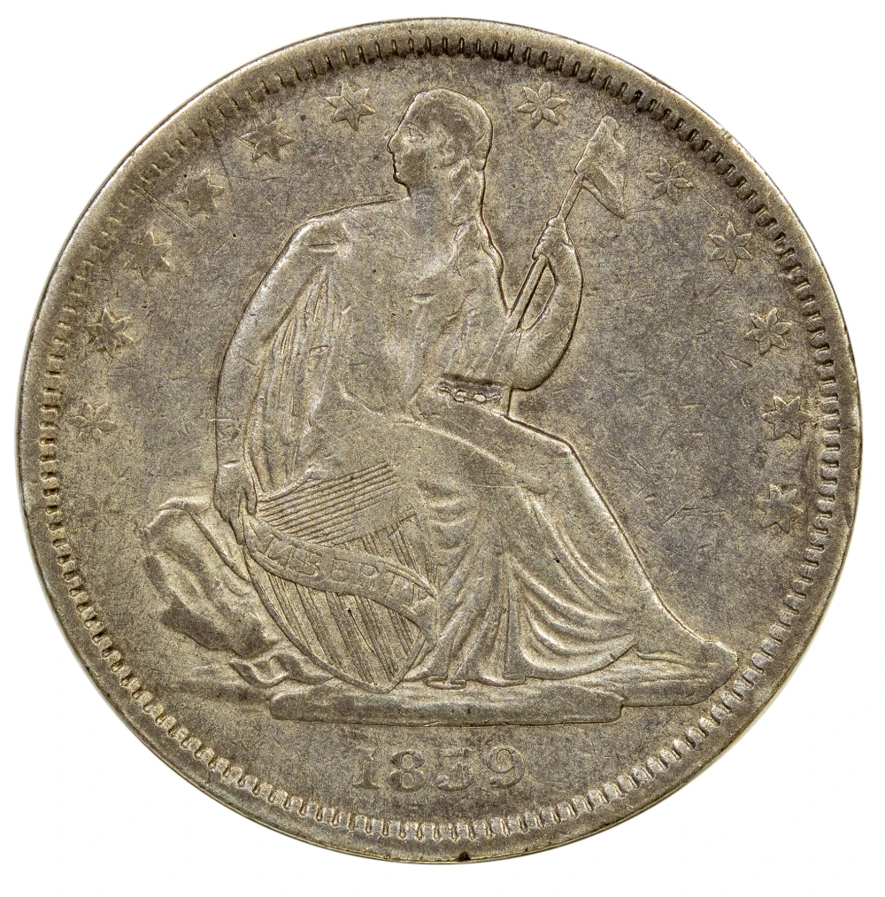 VF-30+ 1839 No Drapery Half Dollar