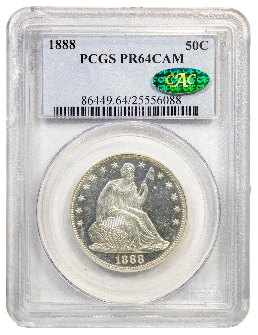 PCGS Proof-64 Cameo CAC 1888 Seated Half