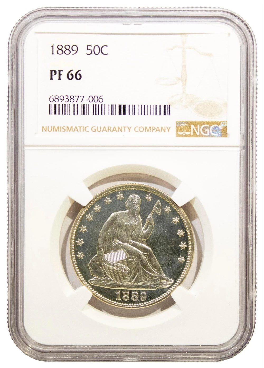NGC Proof-66 1889 Seated Half Dollar