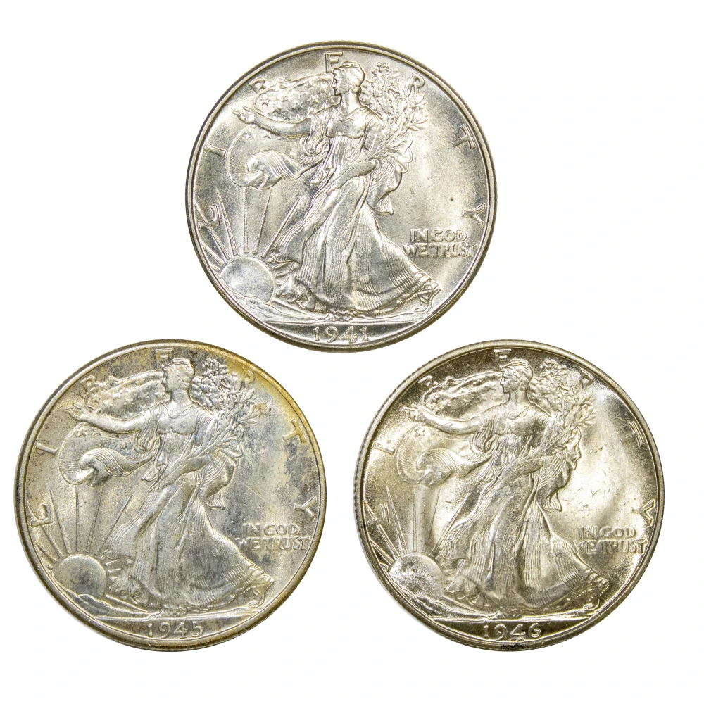 Mint State Walking Liberty Half Trio.
