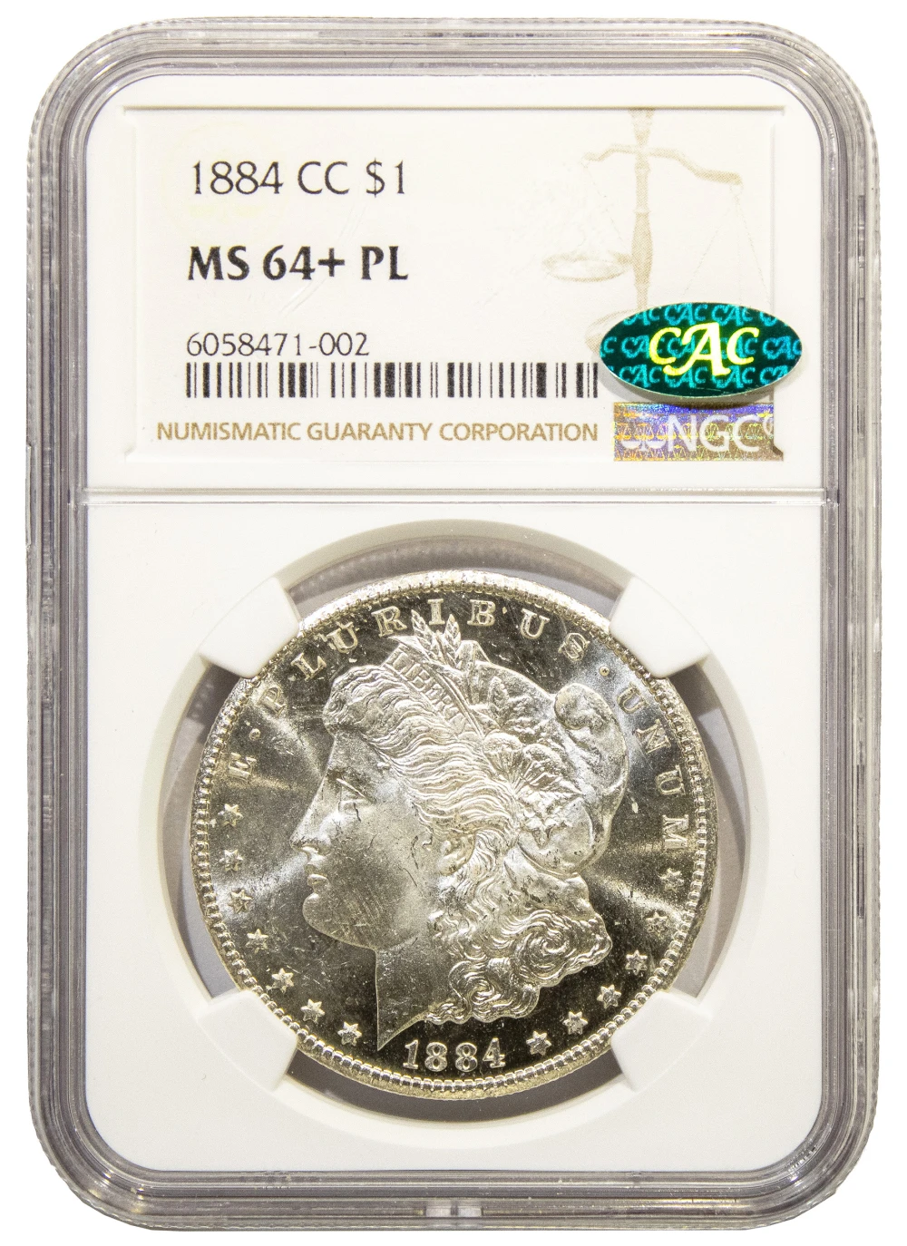 NGC CAC MS-64+ PL 1884-CC Morgan Dollar