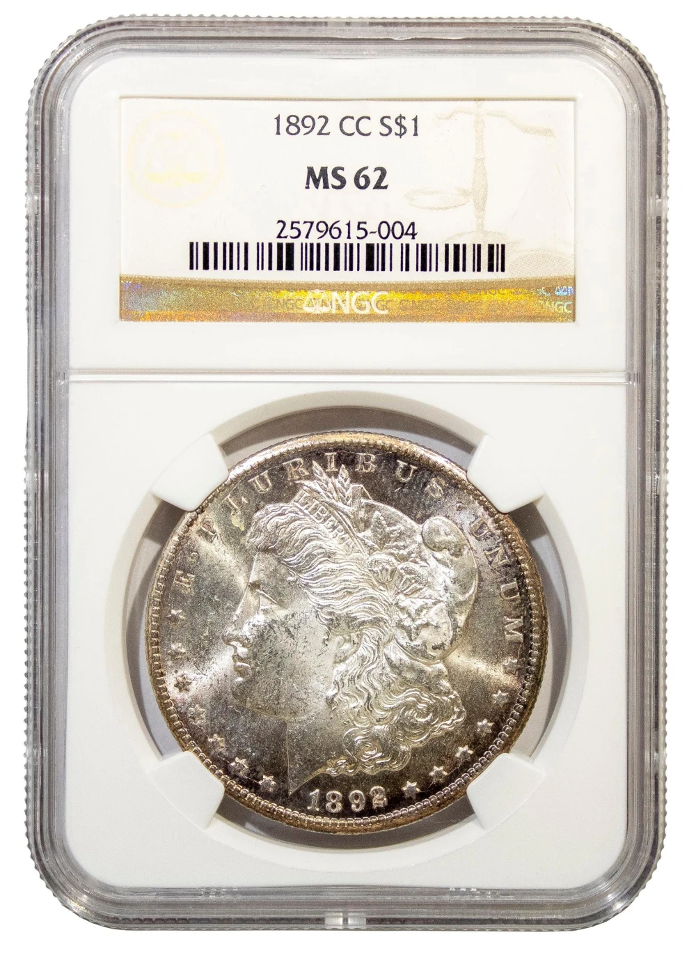 NGC MS-62 1892-CC Morgan Dollar