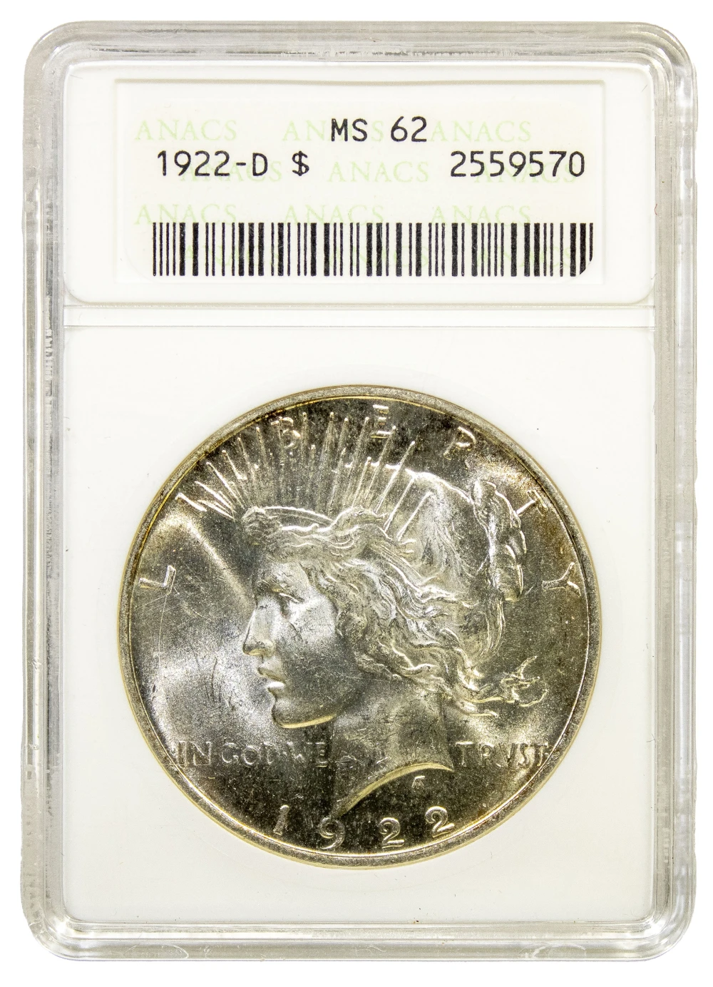 ANACS MS-62 1922-D Peace $1
