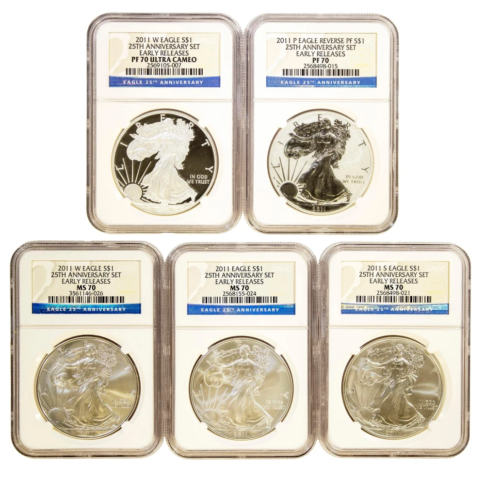 NGC MS/PF-70 2011 5 Piece Silver Eagle Set