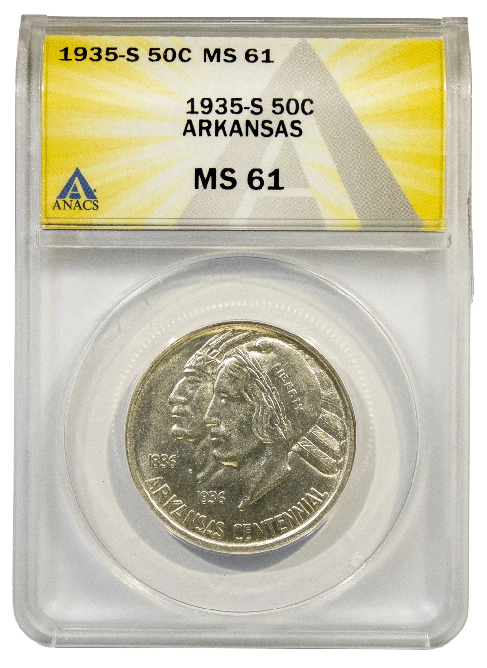 ANACS MS-61 1935-S Arkansas Half Dollar