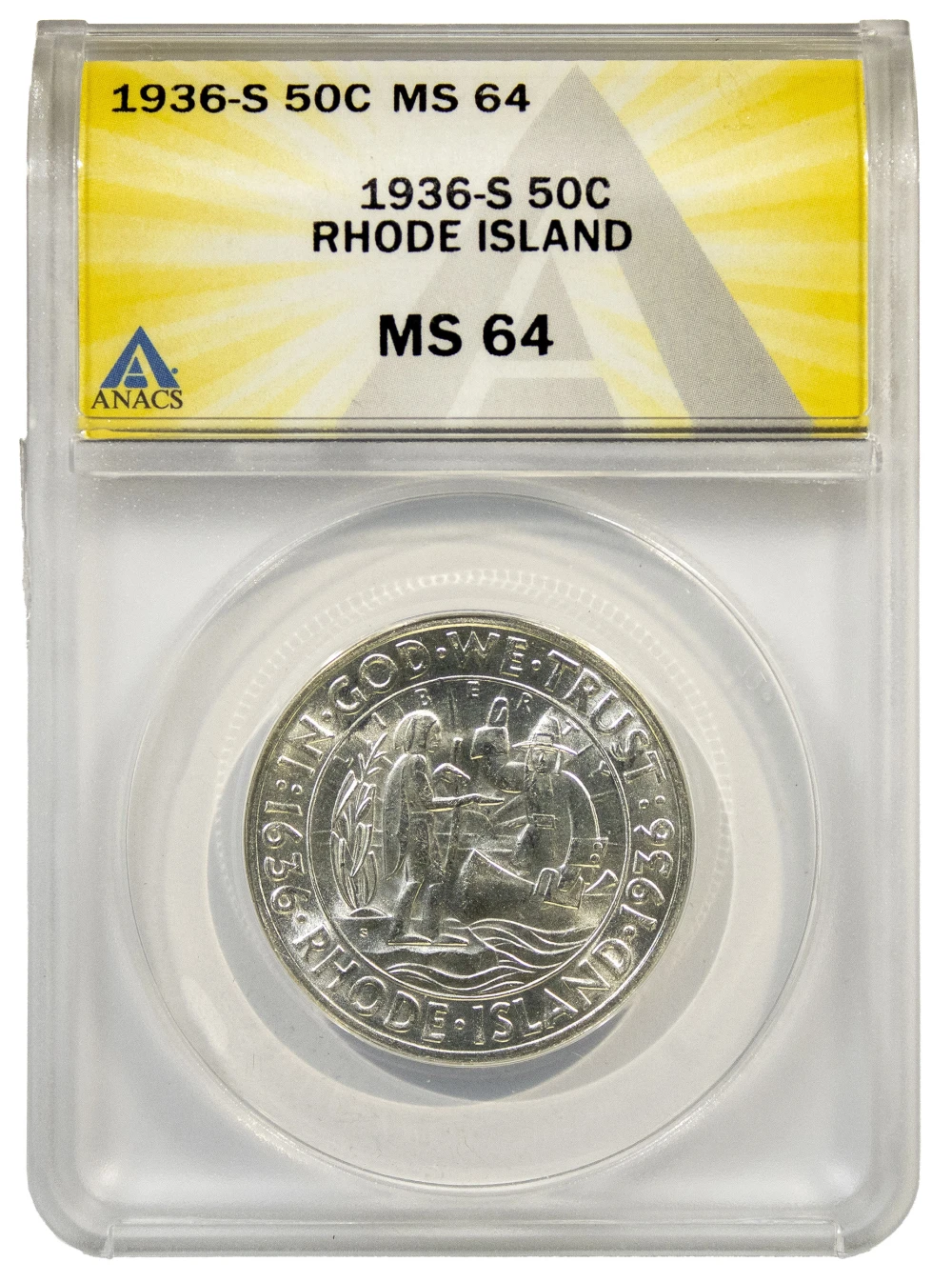 ANACS MS-64 1936-S Rhode Island Half Dollar