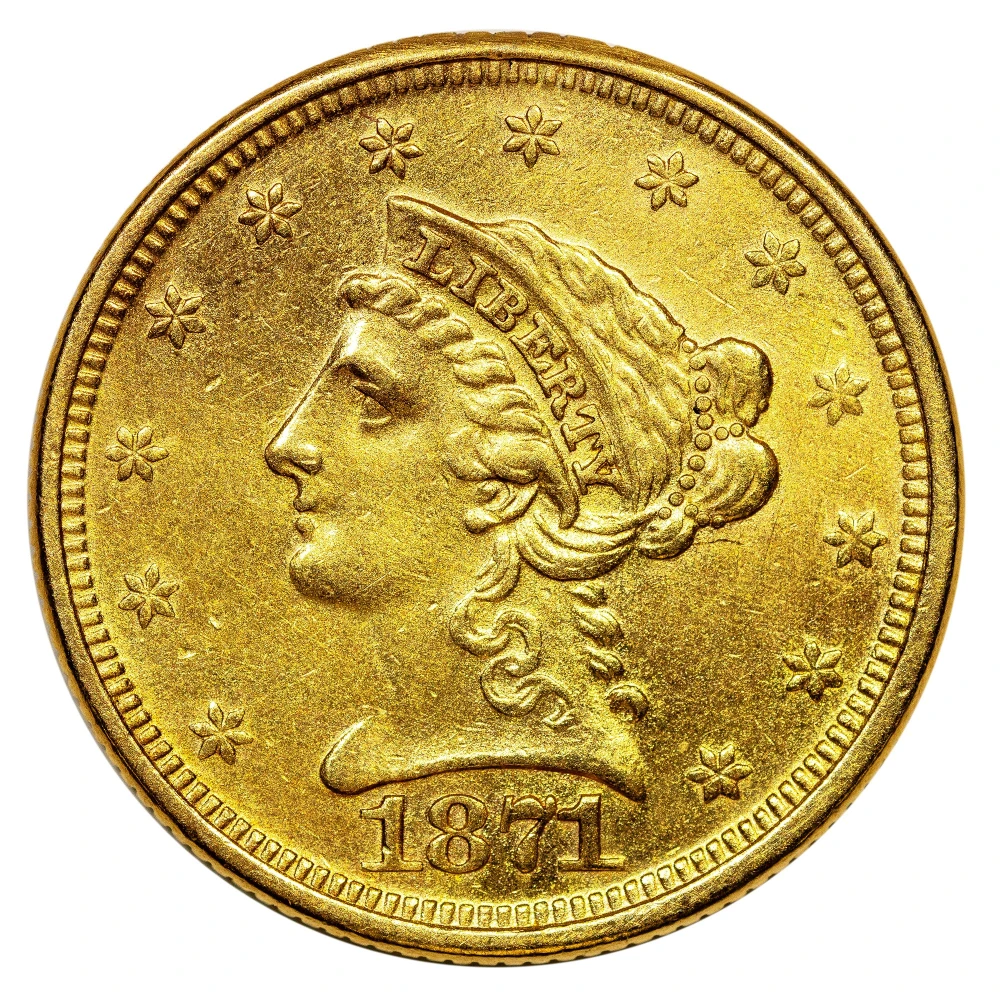 AU Details 1871 Gold $2.50