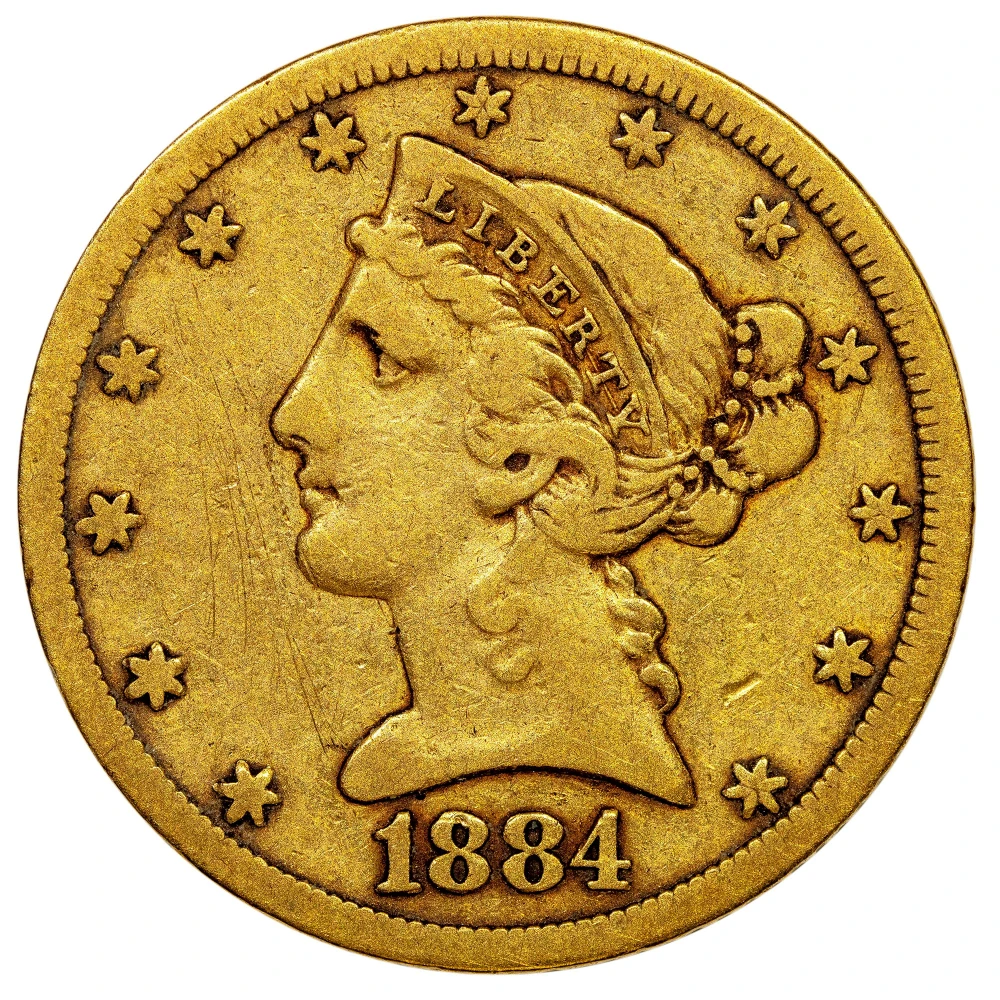 Fine to VF Details 1884-CC Gold $5