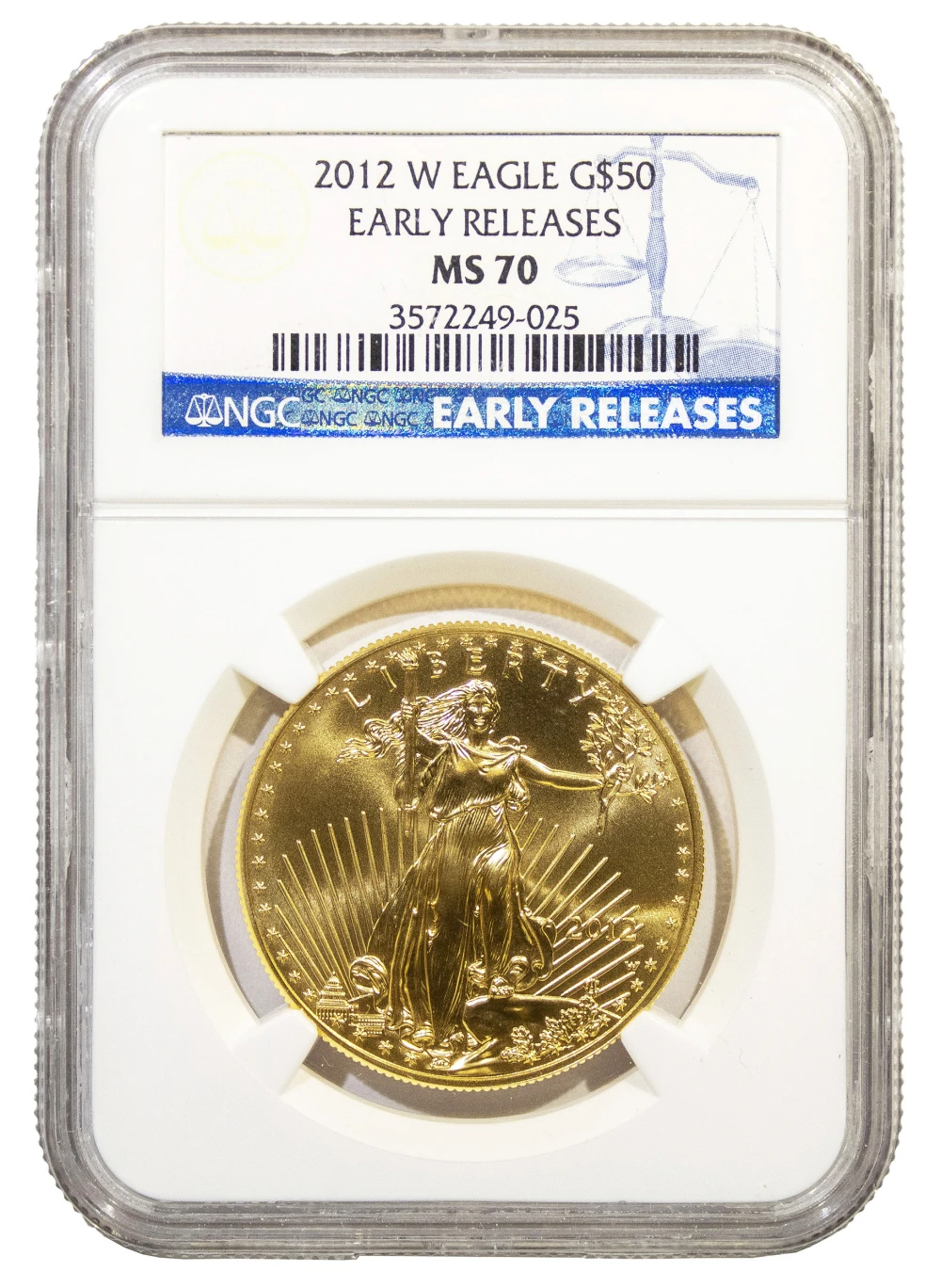 NGC MS-70 ER 2012-W $50 One Ounce Gold Eagle