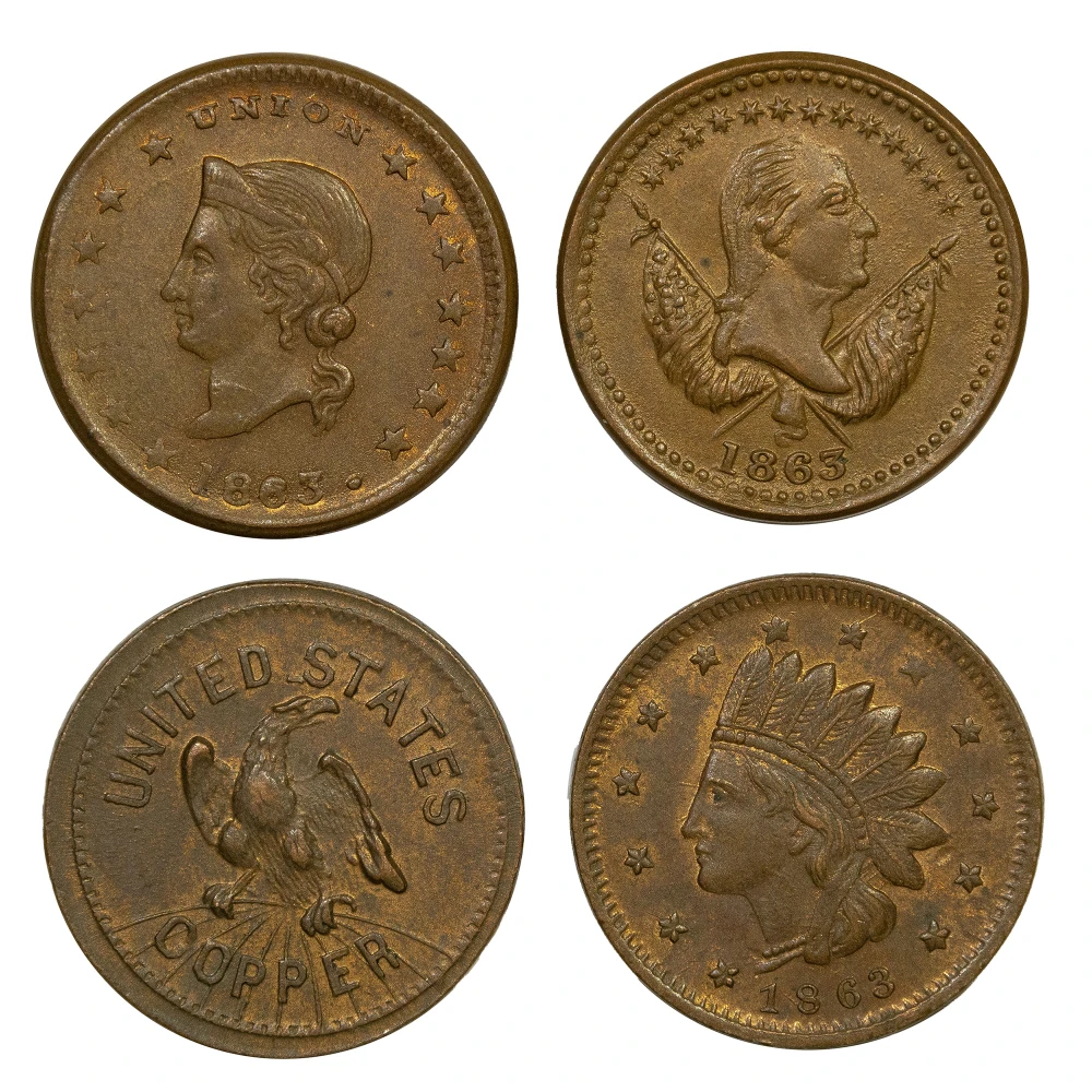 Civil War Tokens. Unc to Choice Unc Quartet