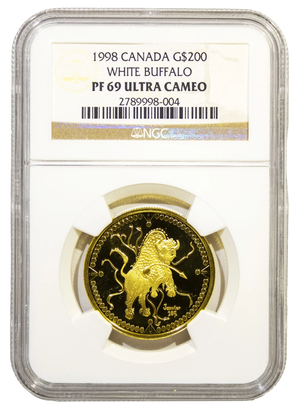 Canada. NGC PF-69 UC 1998 Gold White Buffalo