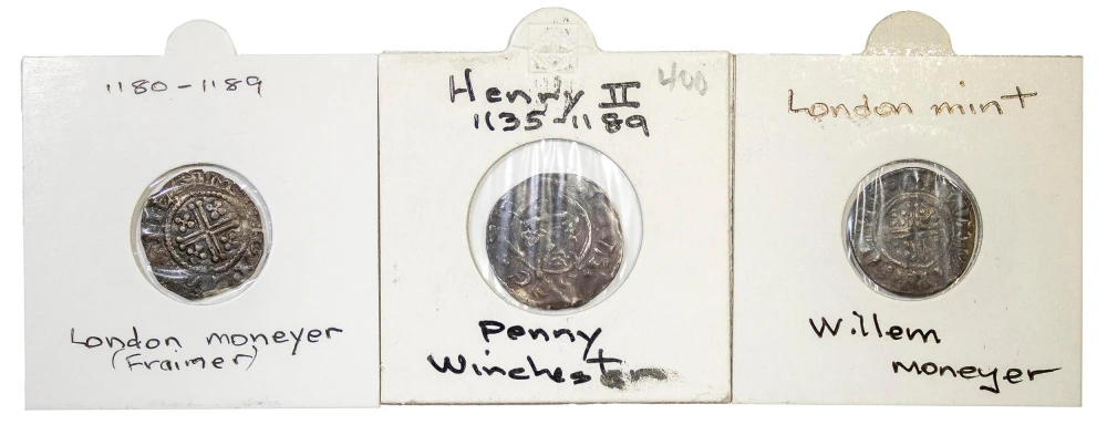 England. VF Hammered Silver Penny Threesome