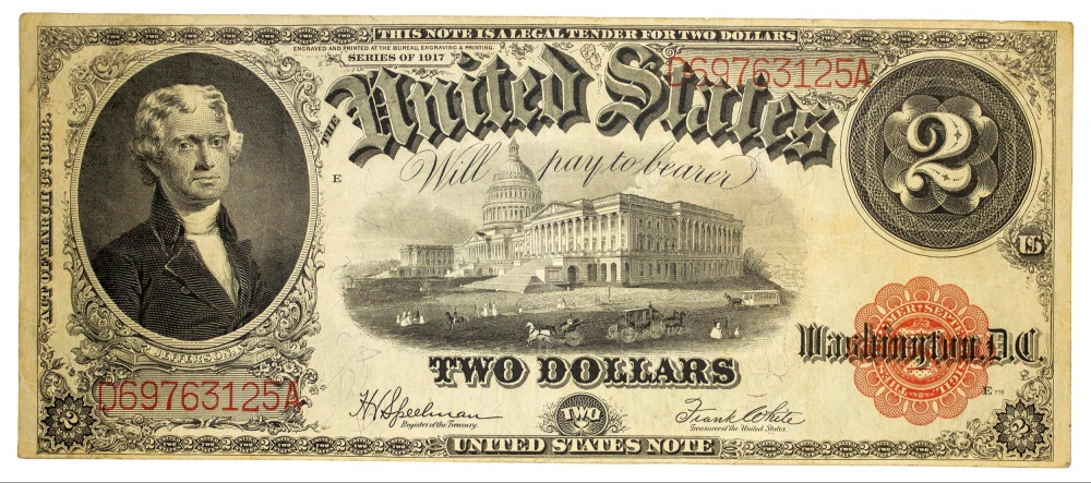Choice VF Series 1917 Legal Tender $2