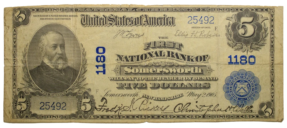 New Hampshire. Fine or Better Series 1902 $5