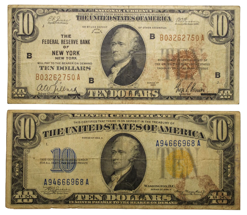 Pair of Fine+ $10 Notes