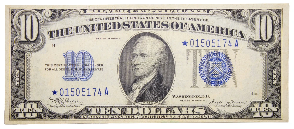 EF 1934-B $10 Star Note Rarity