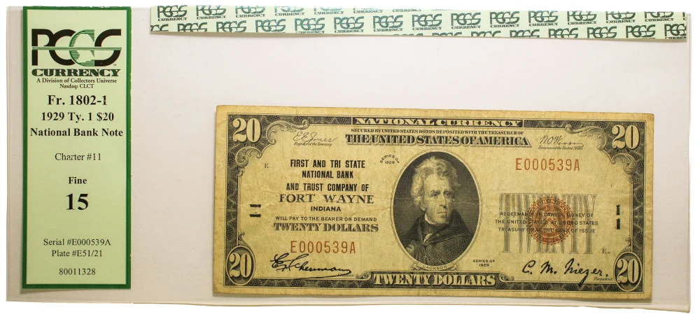 Indiana. PCGS Fine-15 Series 1929 $20