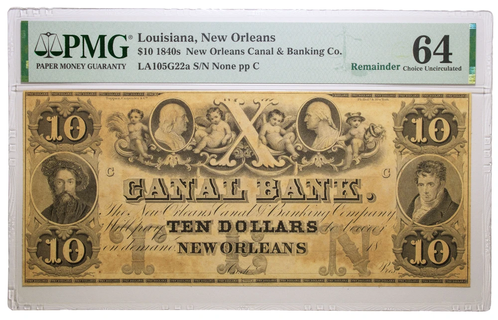Louisiana. New Orleans. PMG UNC-64 $10