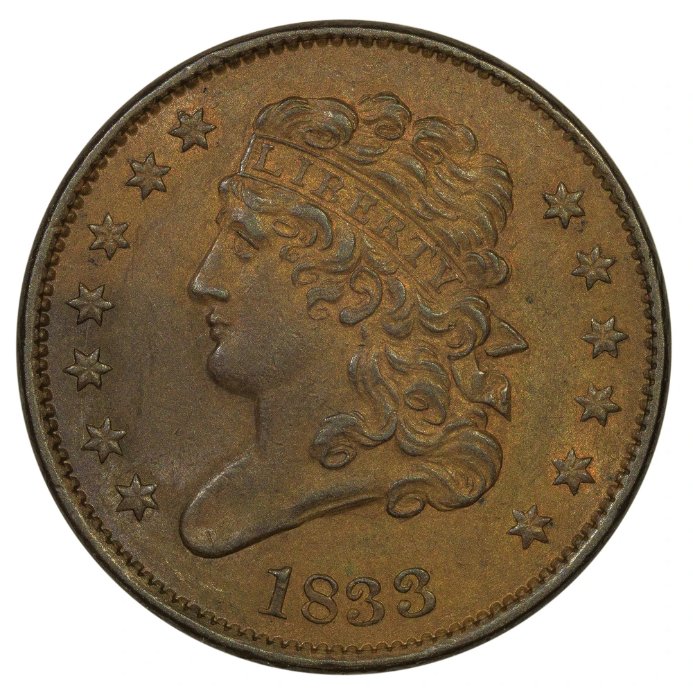 Choice MS-63 BN 1833 Half Cent