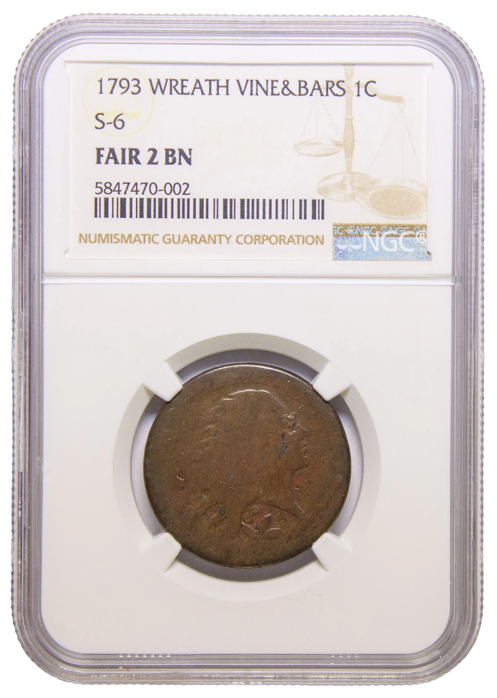 NGC Fair-2 1793 Wreath Cent