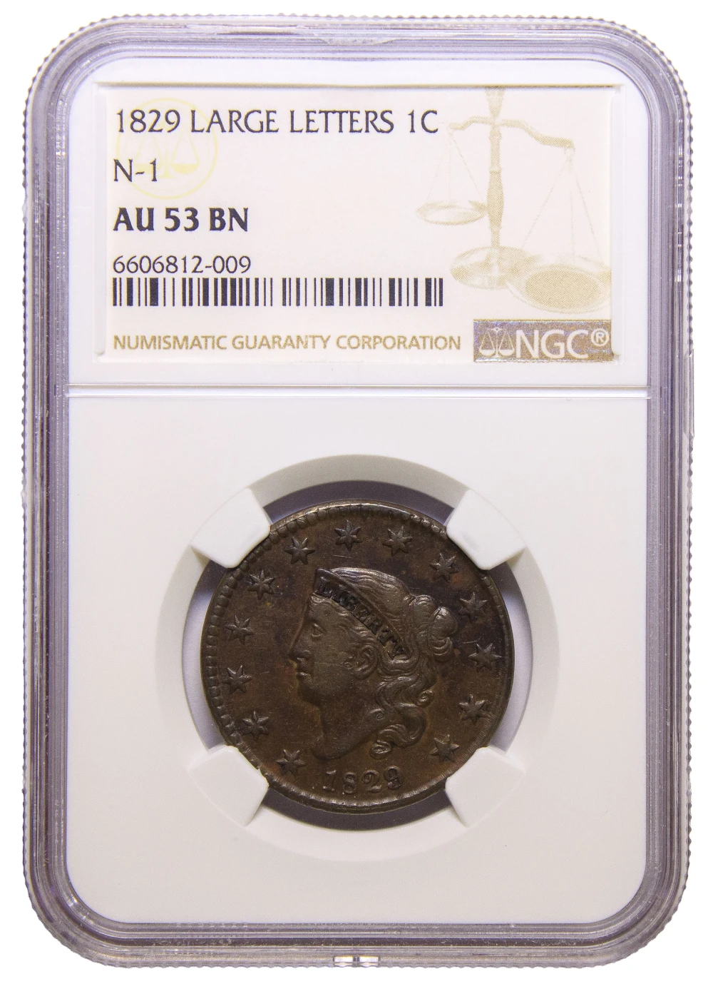 NGC AU-53 1829 Cent