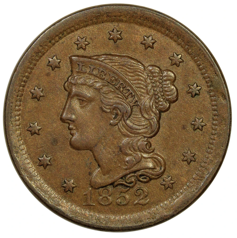 AU-58 1852 Cent