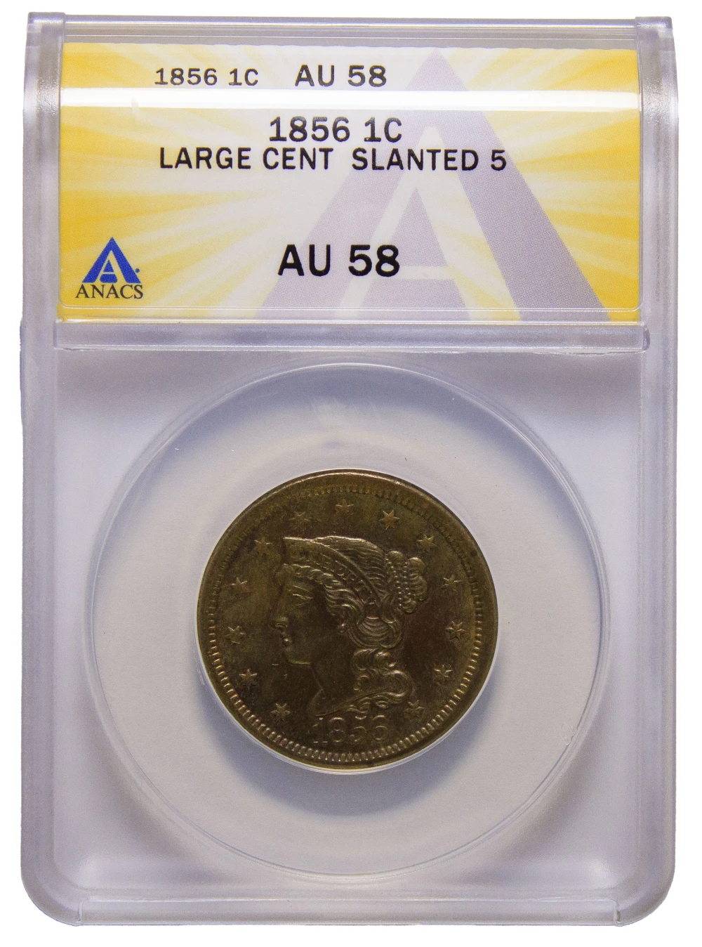 ANACS AU-58 1856 Slanted 5 Cent