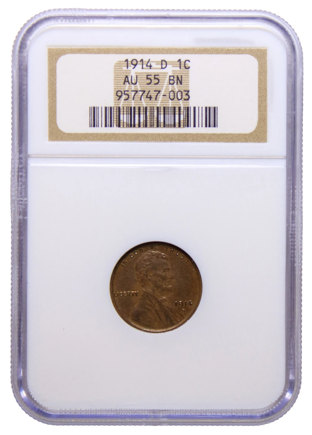 PQ NGC AU-55 1914-D Lincoln Cent