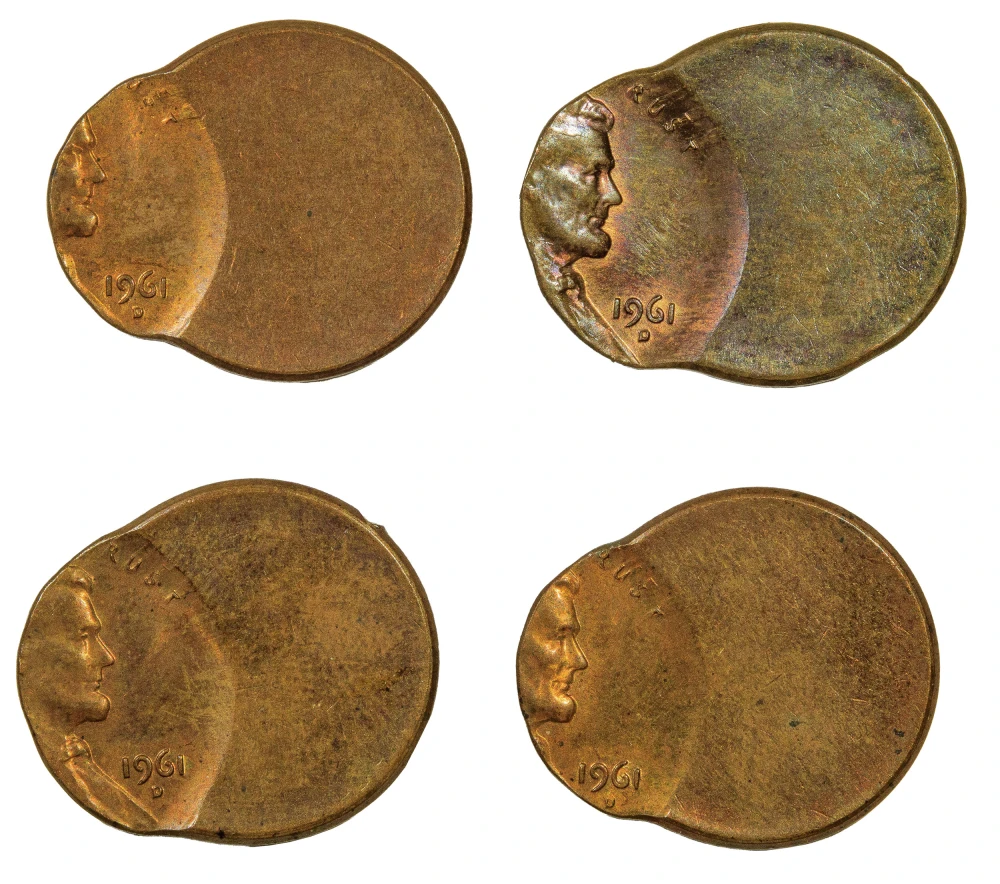 Four 1961-D Off-Center Lincolns
