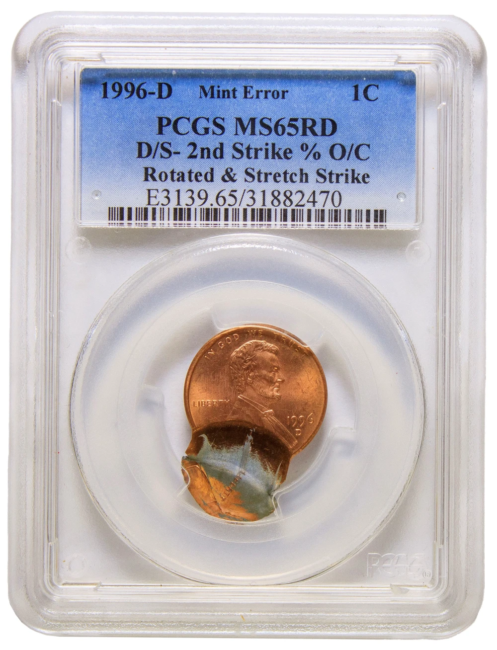PCGS MS-65 RD 1996-D Double Struck Cent