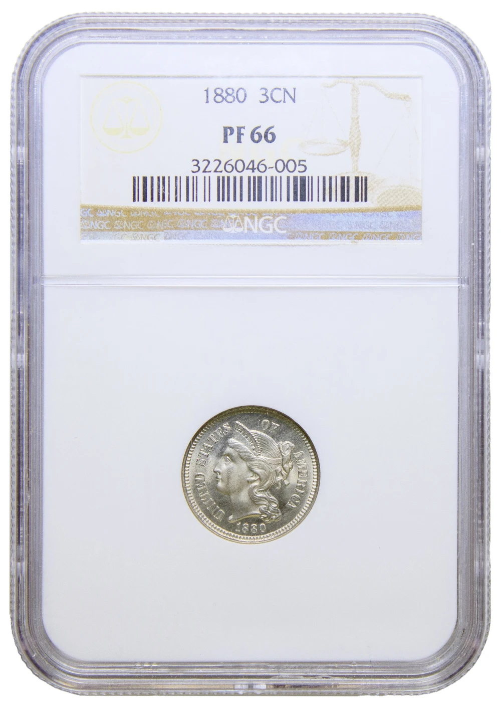 NGC Proof-66 1880 Three Cent Nickel