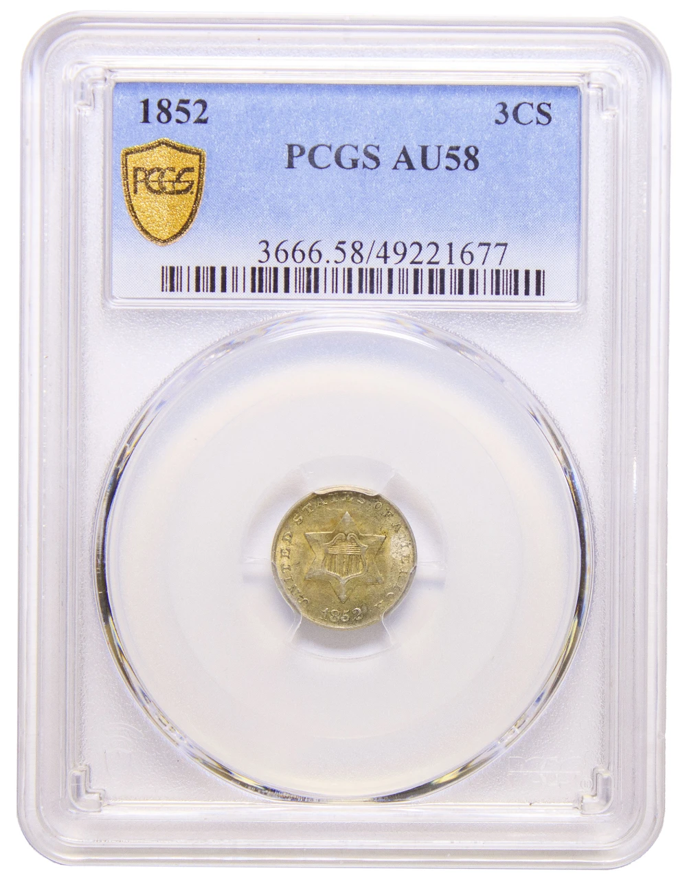 PCGS AU-58 1852 Silver Three-Cents