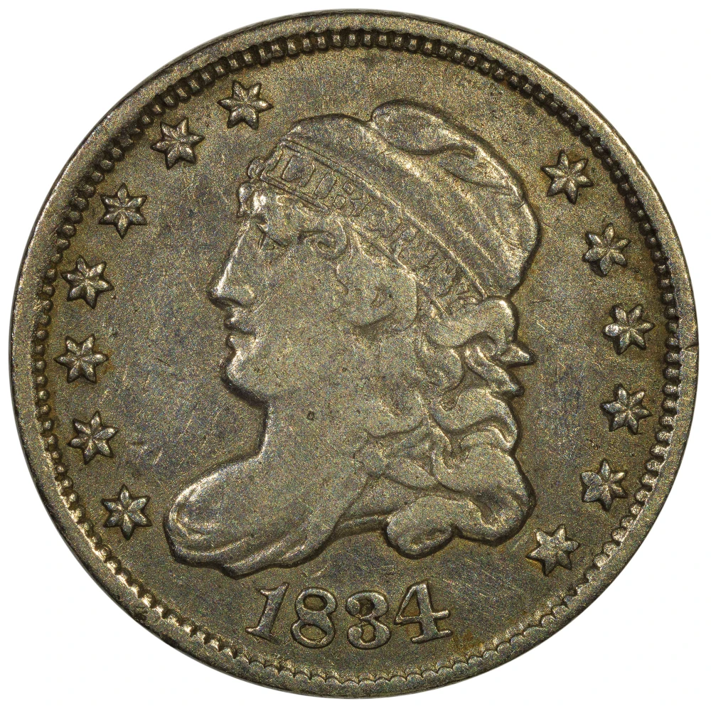 VF to EF Details 1834 3/Inverted 3 Half Dime