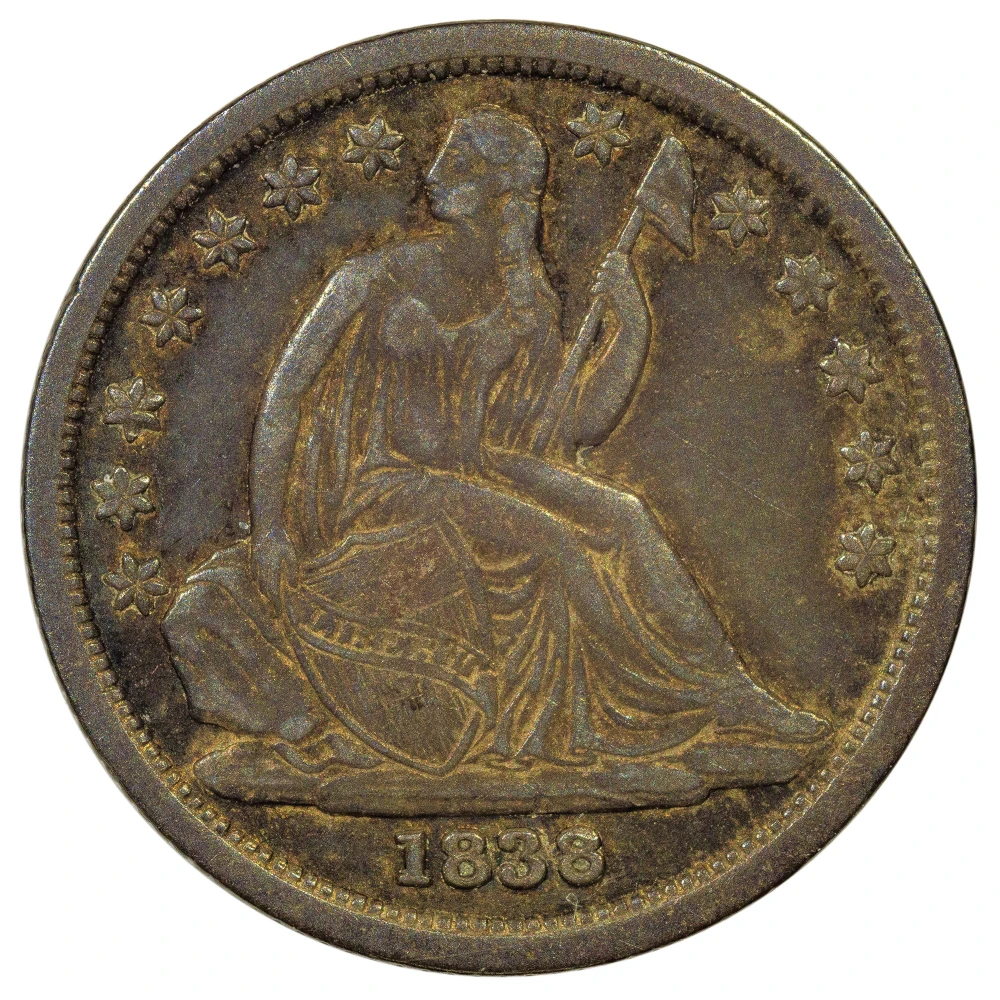 EF-40 1838 Large Stars Dime