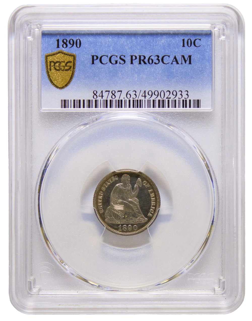 PCGS Proof-63 CAM 1890 Dime