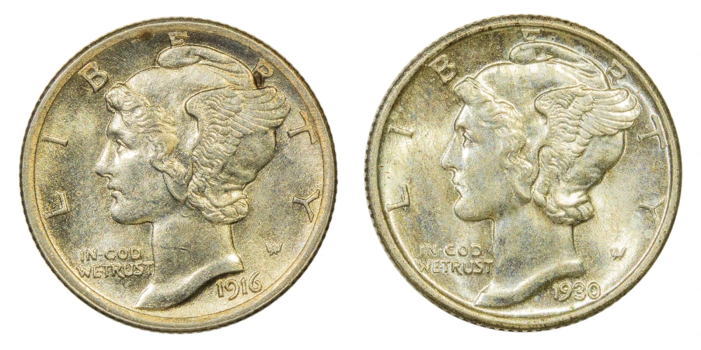 Unc Pair Early Mercury Dimes