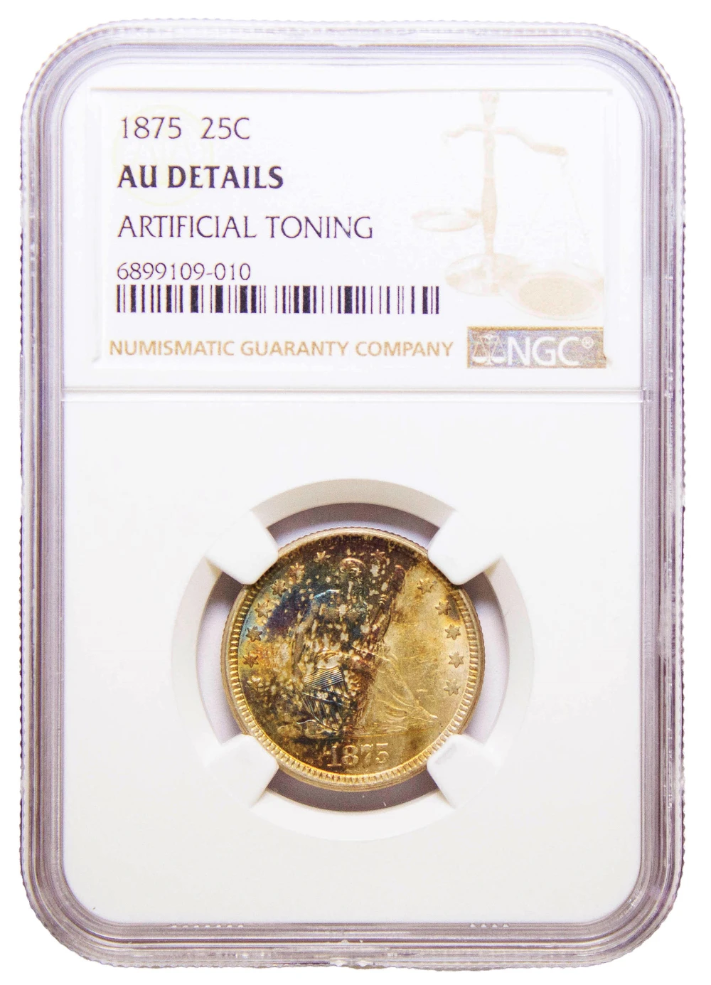 NGC AU Details 1875 Quarter