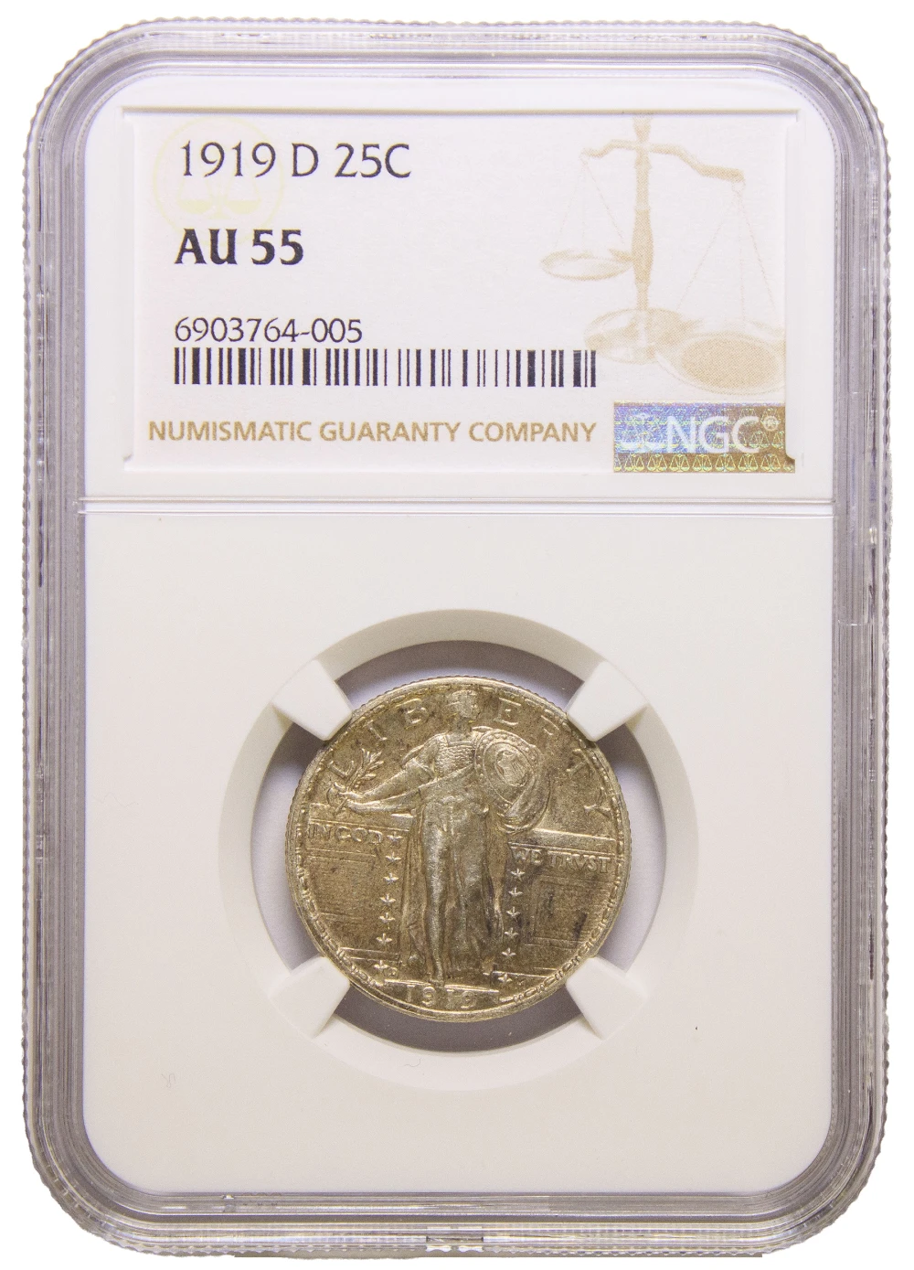 NGC AU-55 1919-D Quarter