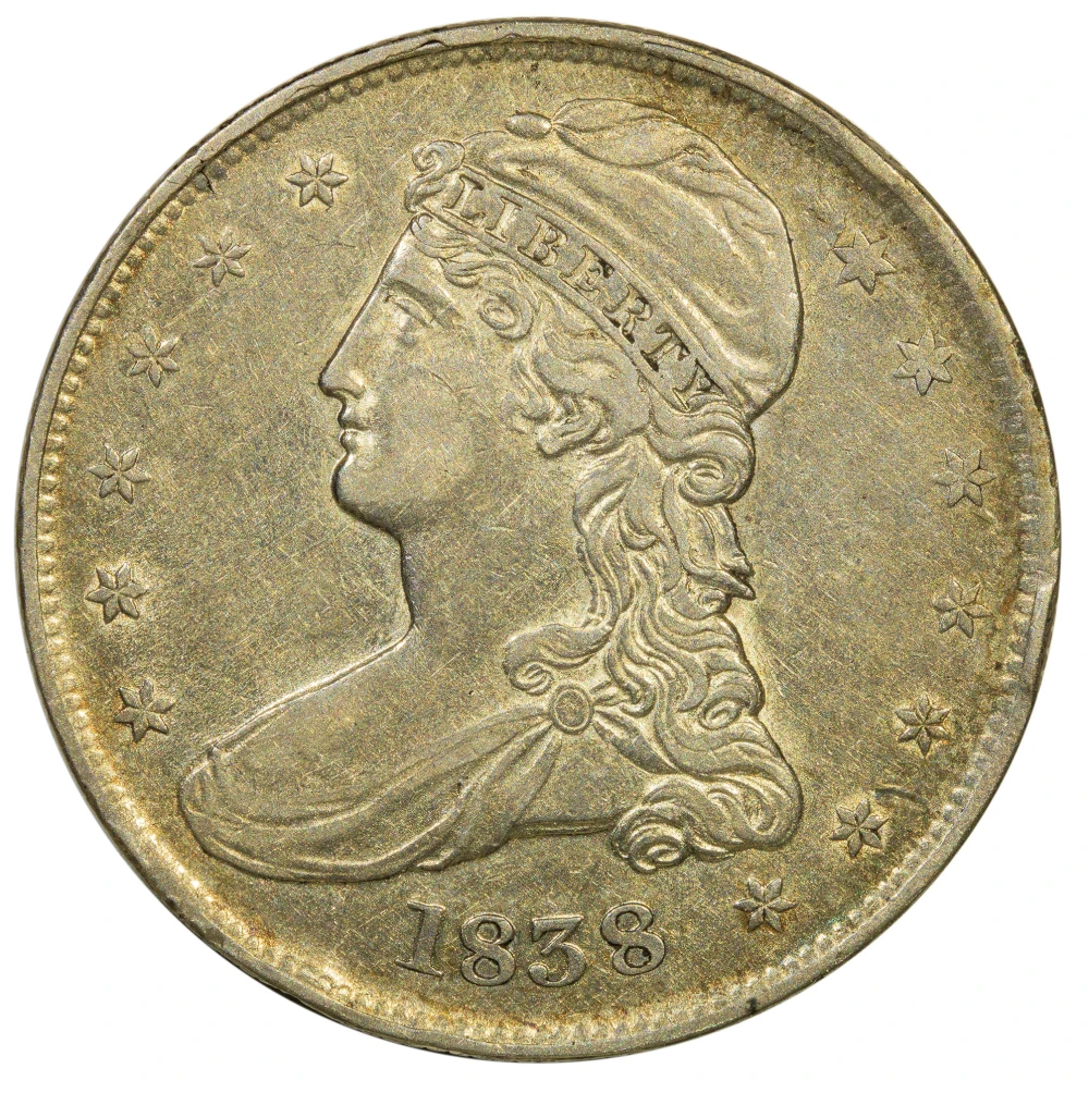 AU-50 1838 Reeded Edge Half Dollar